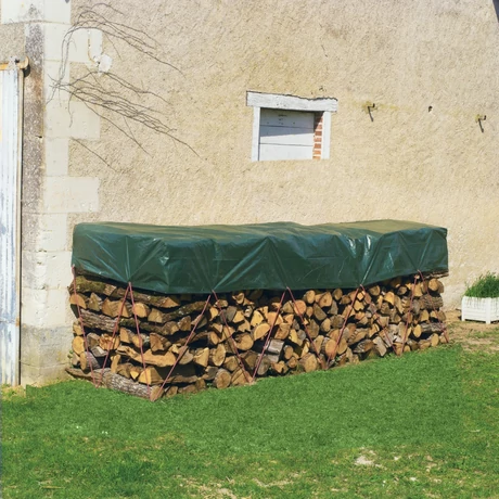 152161 PROTEX WOOD vízhatlan, fahasábtakaró ponyva  90 g/m2, ponyvakarikázva zöl