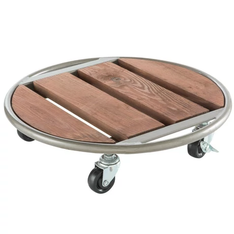 2012045 FLORA ROLL METAL WOOD fém-fa virágalátét   fékezhető szürke- barna  O 35