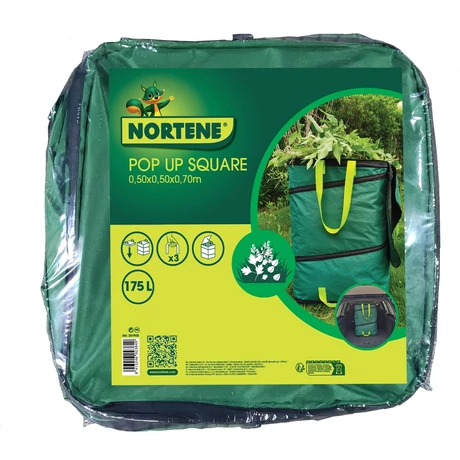 2019938 POP UP SQUARE négyzet alakú, felufró lombgyűjtő zsák, fedéllel  becipzár