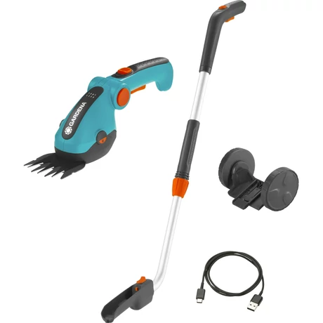 G09889-20 ComfortCut Li Akkumulátoros fűnyíró olló Teleszkópos nyéllel és kerékk