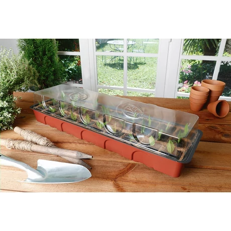 2020762 GROWING KIT mini üvegház szett  30 helyes barna-piros  5 x 5 cm/ 52 x 17