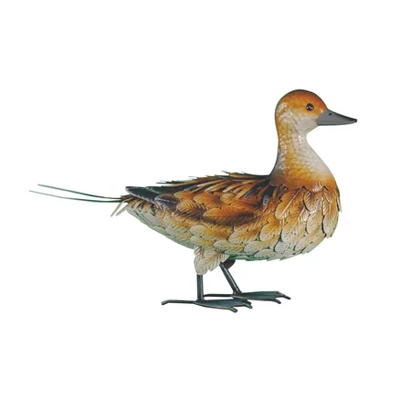 2017869 DUCKY stilizált, fém és festett kacsa   barna 48 x 17 x m.31 cm
