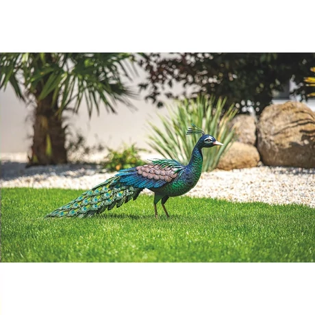 2017865 PEACKY színes fém páva   színes 28 x 94 x m.52 cm
