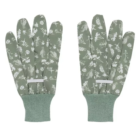 I TR062-Z Mezei virág mintás kerti kesztyű, zöld