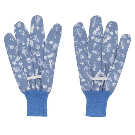 I TR062-K Mezei virág mintás kerti kesztyű, kék