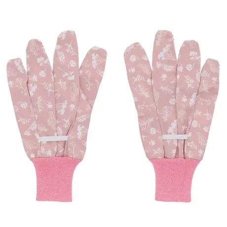 I TR062-P Mezei virág mintás kerti kesztyű, pink